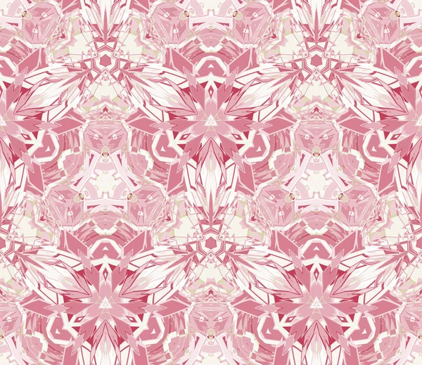 Kaleidoskop Nahtloses Muster Rosa Bestehend Aus Abstrakten Formen Auf Weißem — Stockvektor