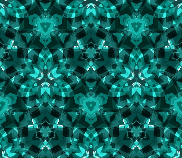 Kaléidoscope Motif Sans Couture Fond Composé Formes Abstraites Sarcelle Utile — Image vectorielle