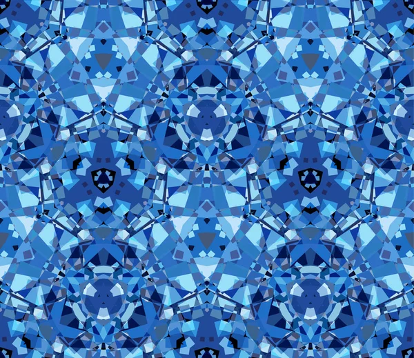 Caleidoscopio Azul Patrón Sin Costuras Compuesto Formas Abstractas Color Útil — Vector de stock