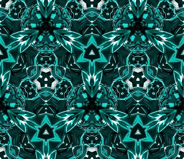 Kaléidoscope Motif Sans Couture Composé Formes Abstraites Couleur Situées Sur — Image vectorielle