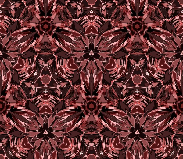 Kaleidoskop Nahtlose Muster Bestehend Aus Abstrakten Formen Auf Rosa Hintergrund — Stockvektor