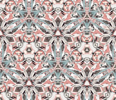 Seamless modeli. Beyaz arka plan üzerinde bulunan renk soyut şekiller oluşur. Doku ve sanatsal kompozisyonlar için tasarım öğesi olarak yararlı.