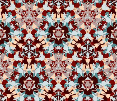 Kaleydoskop seamless modeli, arka plan. Renkli soyut şekiller oluşur. Doku ve sanatsal kompozisyonlar için tasarım öğesi olarak yararlı.