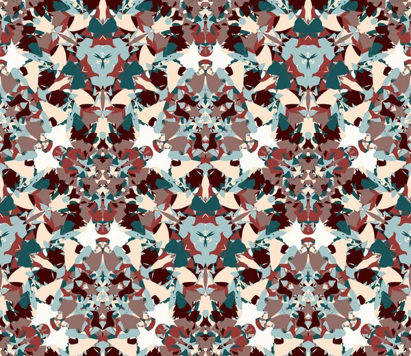 Kaleidoskop Nahtlose Muster Hintergrund Bestehend Aus Farbigen Abstrakten Formen Nützlich — Stockvektor