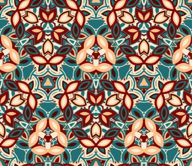 Soyut seamless modeli, arka plan. Renkli geometrik şekiller oluşur. Doku ve sanatsal kompozisyonlar için tasarım öğesi olarak yararlı.