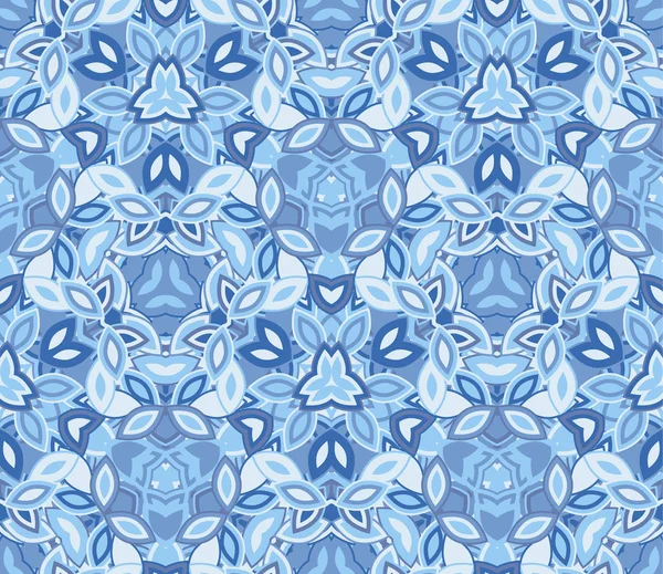 Kék Kaleidoszkóp Varrat Nélküli Mintát Háttér Absztrakt Formák Áll Hasznos — Stock Vector