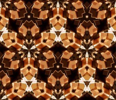 Kaleydoskop kusursuz desen. Soyut şekillerden oluşmuş. Doku ve sanatsal kompozisyonlar için tasarım ögesi olarak kullanışlı.