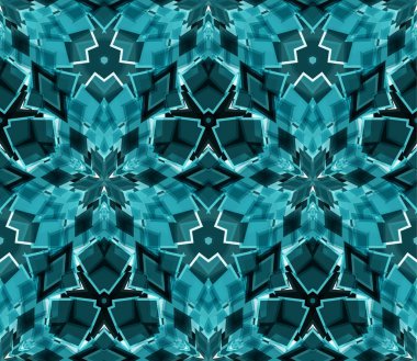 Kaleydoskop kusursuz desen. Soyut şekillerden oluşmuş. Doku ve sanatsal kompozisyonlar için tasarım ögesi olarak kullanışlı.