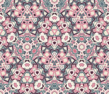 Kusursuz desen, arka plan, doku. Kaleydoskop. Soyut şekiller. Eski renkler. Grafik tasarım ögesi.