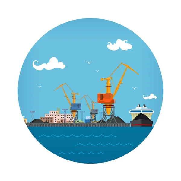 Icono del puerto marítimo de carga — Archivo Imágenes Vectoriales
