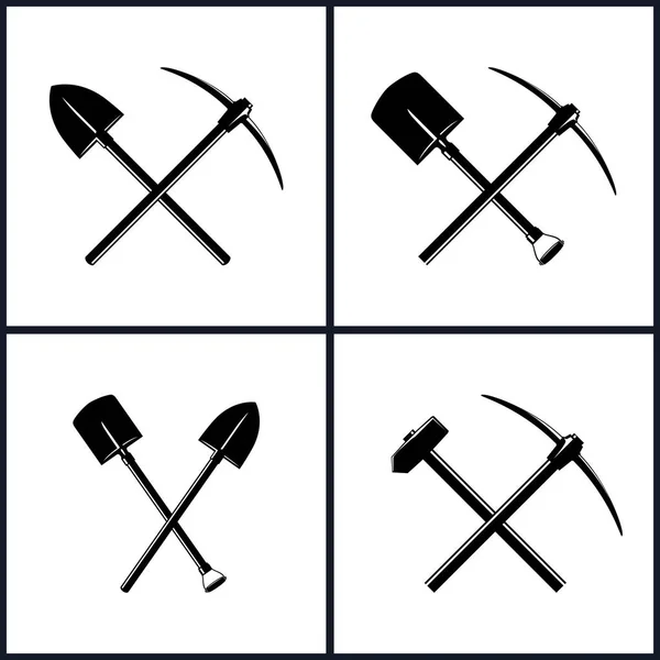 Conjunto de herramientas para la excavación — Vector de stock