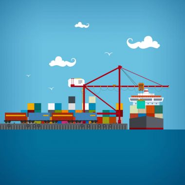 Kargo liman, vektör çizim