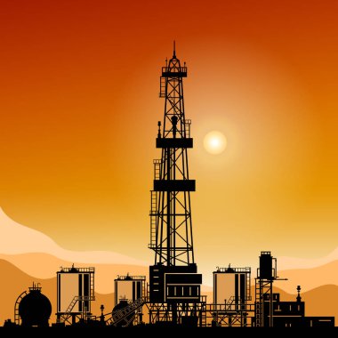 Silhouette Drilling Rigs clipart