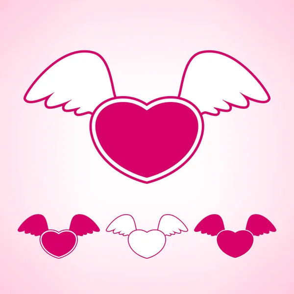 Coração com asas, ilustração vetorial — Vetor de Stock