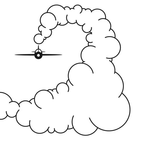 Avión en el cielo en las nubes — Vector de stock