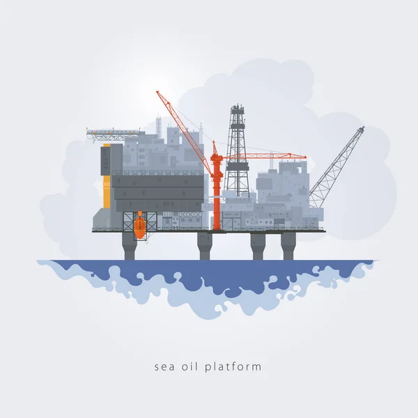 Πλατφόρμα πετρελαίου στη θάλασσα, εικονογράφηση φορέας — Διανυσματικό Αρχείο