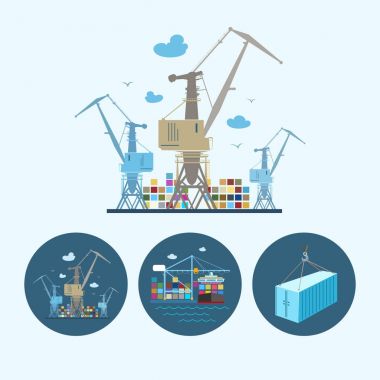 Cranes with container in dock clipart