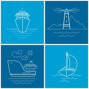 Deniz simgeler, vektör çizim set