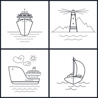 Deniz simgeler, vektör çizim set