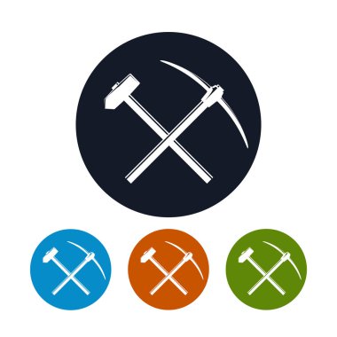 Bir çapraz kazma ve balyoz simgesi