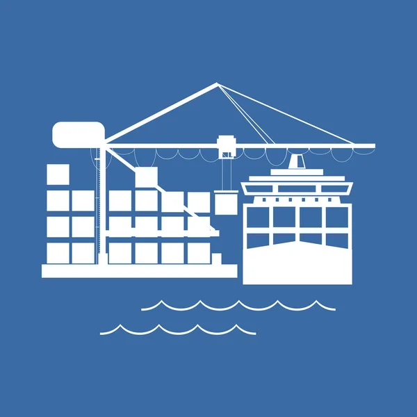 Vykládání kontejnerů z nákladní lodi — Stockový vektor