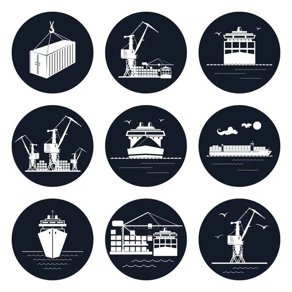 Zestaw ikon rundy Cargo — Wektor stockowy