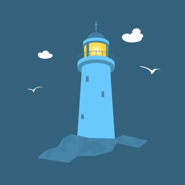 Lighthouse at Sea — Stock Vector