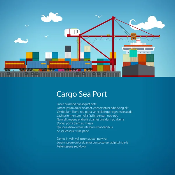 Σχεδιασμός Flyer φορτίου στη θάλασσα λιμάνι — Διανυσματικό Αρχείο
