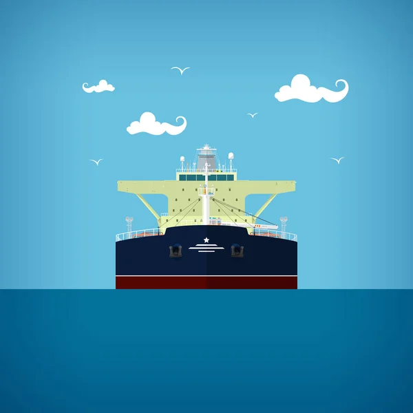 Tanker, vooraanzicht van een tanker — Stockvector