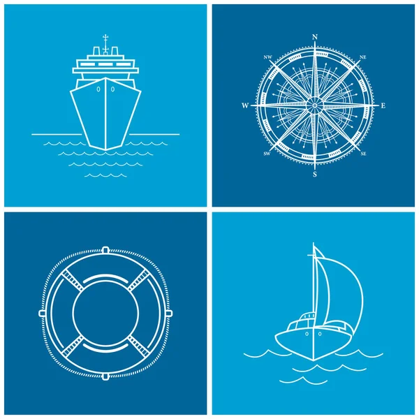 Set of maritime icons, vector illustration — Stock Vector