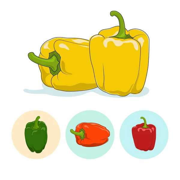 Ikonok kaliforniai paprika, paprika vagy paprika — Stock Vector