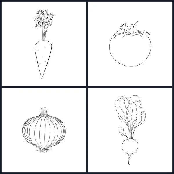 Иконы морковь, помидоры, лук, свекла — стоковый вектор