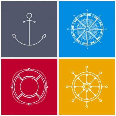 Çok renkli deniz simgeler kümesi