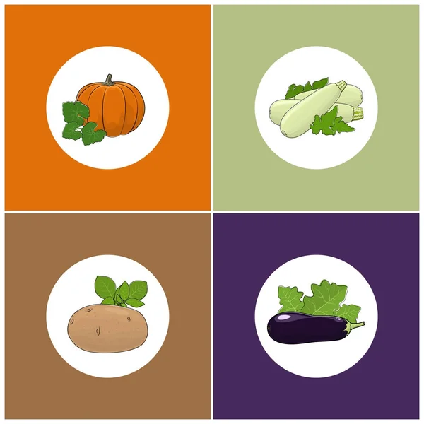 Набор из четырех икон овощей — стоковый вектор