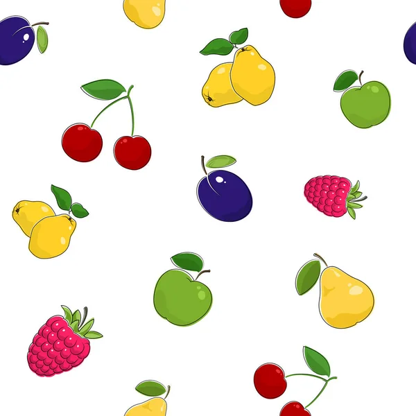 Patrón sin costura de frutas frescas — Archivo Imágenes Vectoriales