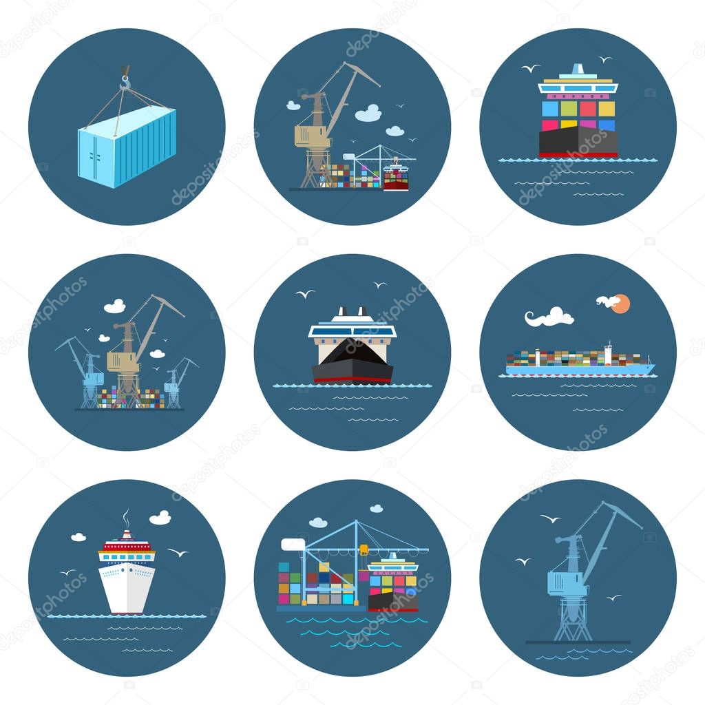 Set of Cargo Icons, Freight Transportation