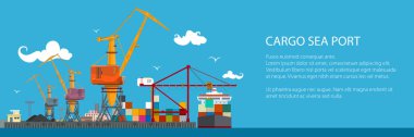 Horizontal Banner of Cargo Seaport clipart