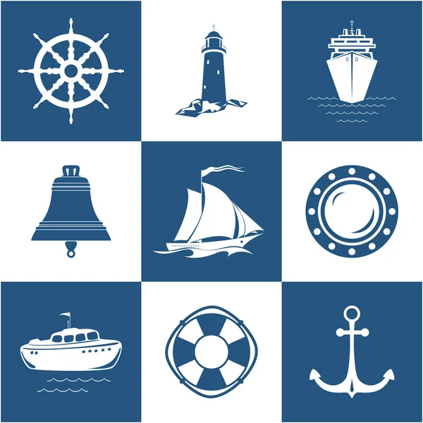 Zestaw ikon morskich — Wektor stockowy