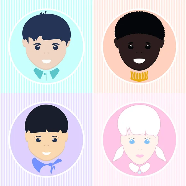 Niños de diferentes nacionalidades — Vector de stock