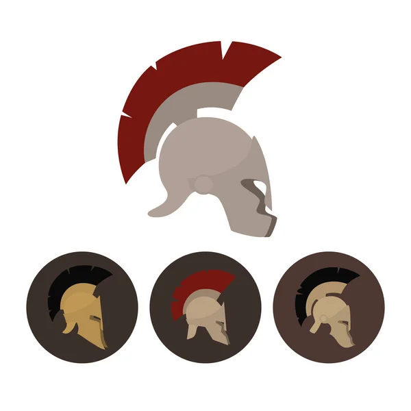 Set of four antique helmets, vector illustration — Stock Vector