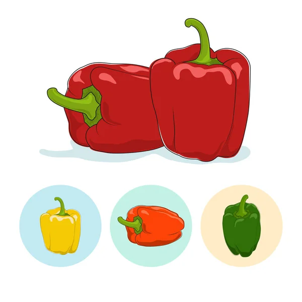 Symbole Paprika, Paprika oder Paprika — Stockvektor