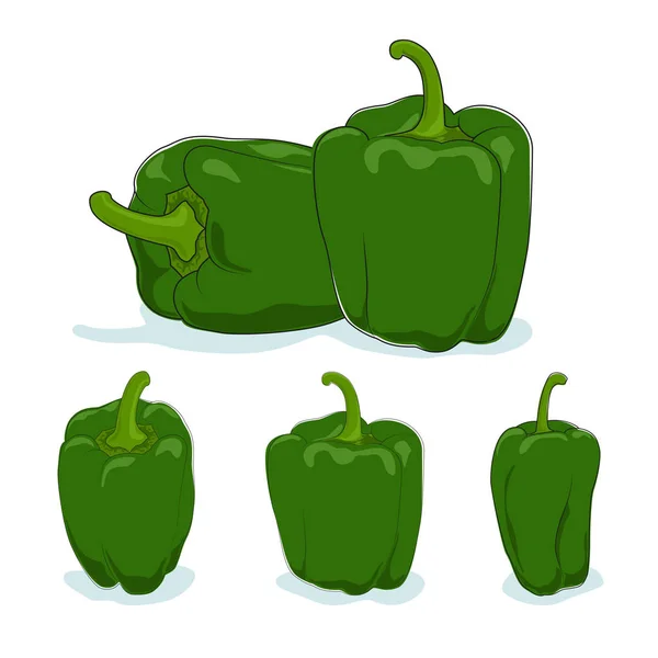 Paprika, groene paprika en paprika — Stockvector