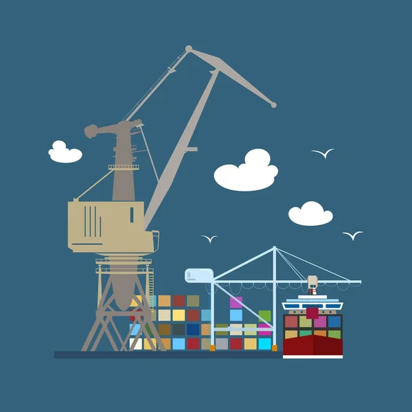 Cargo Sea Port — Stock Vector