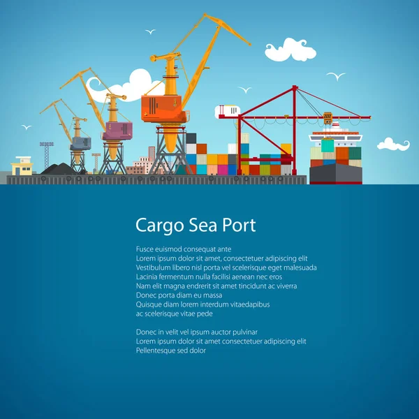 Lading Seaport Poster Brochure — Stockvector