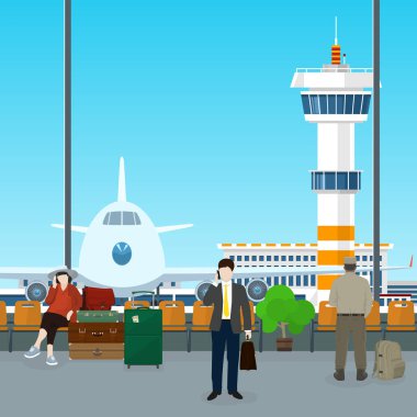 İnsanlarla Havaalanı bekleme odasında