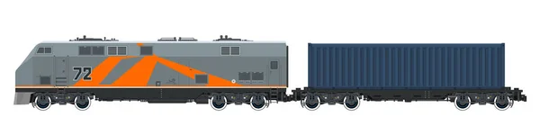 Locomotief met Cargo Container geïsoleerd — Stockvector