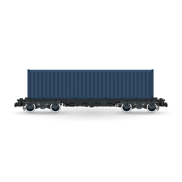 Platform with Cargo Container Isolated — Stock Vector