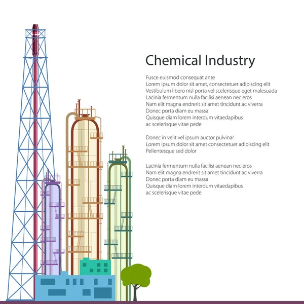 Zakład chemiczny na białym tle na biały i tekst — Wektor stockowy