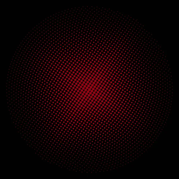 Círculo vermelho de pontos em um fundo preto — Vetor de Stock