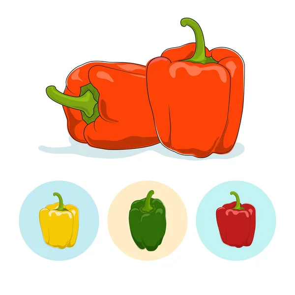 Symbole Paprika, Paprika oder Paprika — Stockvektor